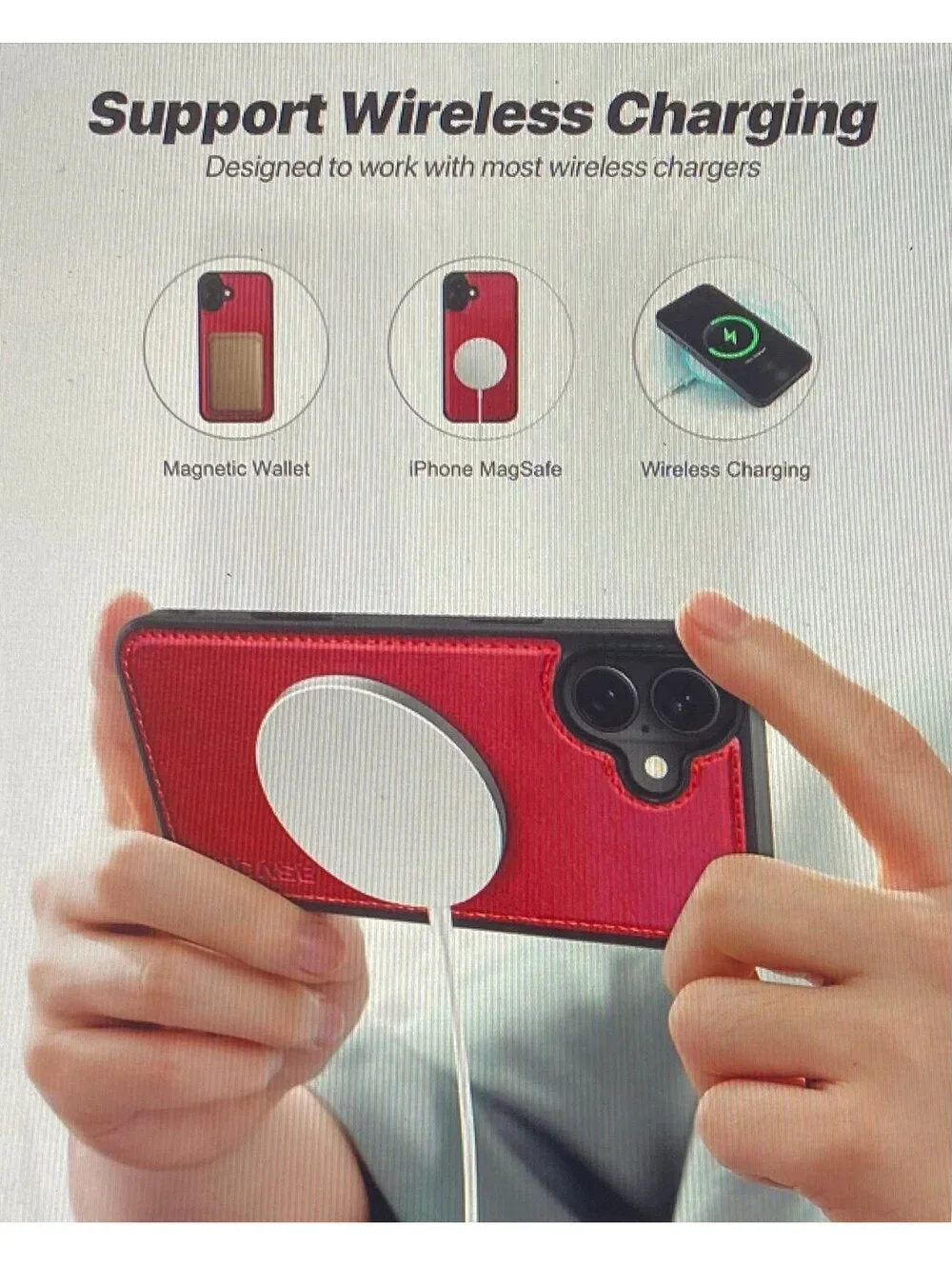 OCASE Wallet Case for iPhone 17 Red